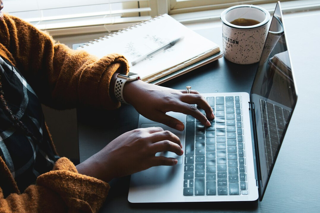 professional blogger at desk