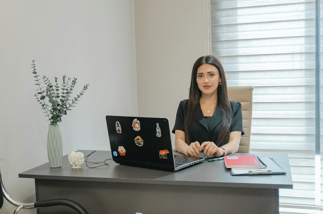 professional blogger at desk